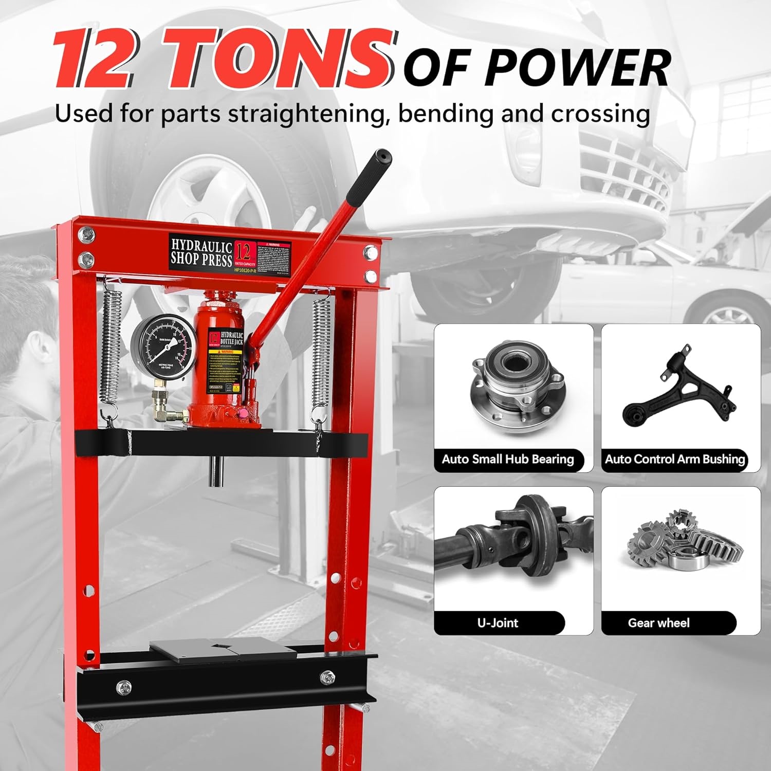 Prensa Hidráulica de Taller de - Manual Hydraulic Press 12 Ton reseña y precio